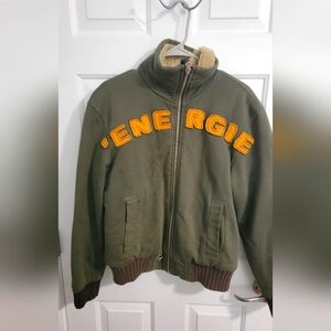 Energie Olive Green Jacket with Yellow Lettering